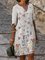 Retro Schmetterlinge Print Große Größen 3/4 Ärmel Freizeitkleid