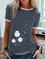 Kurzarm Löwenzahn Katze Print Grafik Rundhals Shirts & Blusen&Shirts