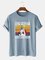Baumwollgemisch Rundhals Retro Herren Fashion Print T-Stück