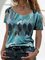 Lässig Geometrisch Kurzarm Shirts & Blusen&Shirts