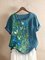Baumwollgemisch Retro Kurzarm Rundhals Shirts & Blusen&Shirts