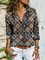 Grau Print Lässig Langarm Hemdkragen Normal Shirts & Blusen&Shirts