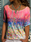 Rundhals Geometrische Shirts mit Kurzarm