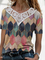 Große Größen Geometrisch Print Kurzarm Shirts & Blusen&Shirts