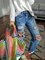 Unifarben Zerrissen Denim Hosen