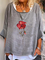 Große Größen Mohn Geblümt Lässig Shirts & Blusen&Shirts