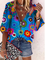 Große Größen Hippie Geblümt Lässig Shirts & Blusen&Shirts
