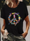 Normal Lässig Rundhals Geblümt Shirts & Blusen&Shirts