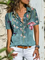 Geblümt Hemdkragen Retro Kurzarm Shirts & Blusen&Shirts