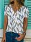 Blätter Print Retro Bluse mit V-Ausschnitt