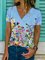 V-Ausschnitt Sommer Bluse mit Geblümtem Print