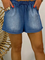 Große Größen Unifarben Denim Shorts