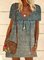 Große Größen Retro Urlaub Böhmisch Hippie Kurzarm Freizeitkleid