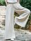Unifarben Weit Baumwollgemisch Leinen Elastische Taille Hose mit Weitem Bein