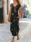 Sommer Lässig Print V-Ausschnitt Kleid Kurzarm A-Linien Kleider