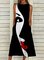 Neu Damen Schick Große Größen Retro Böhmisch Urlaub Lässig Abstrakt Rundhals Basic Kleider