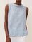 Leinen Kurzarm Bluse mit Rundhals