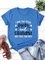 Buchstabe Kurzarm Print Baumwollgemisch Rundhals Lässig Sommer Blau Bluse