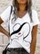 Weiß Print Normal Kurzarm Normal Shirts & Blusen&Shirts