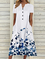 Große Größen Kurzarm Geblümt Freizeitkleid