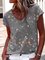 Kurzarm Print Polyester Baumwolle Basic Shirts & Blusen&Shirts