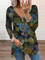 Große Größen Langarm Blätter Print Shirts & Blusen&Shirts