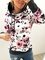 Weiß Blumenmuster Retro Lässig Langarm Kapuze Sweatshirt