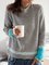 Große Größen Langarm Lässig Pullover
