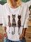 Damen Große Größen Rundhals Print Langarm Shirts & Blusen&Shirts