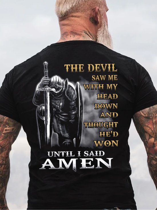 das Teufel Sah Mir MIT MEINEM Kopf Nieder Bis ich genannt Amen Veteranen T-Shirt