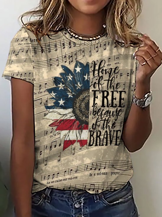 amerikanisch Flagge Phonetisch Symbole Sonnenblume Zuhause der das Freie weil der das Mutig Retro T-Shirt