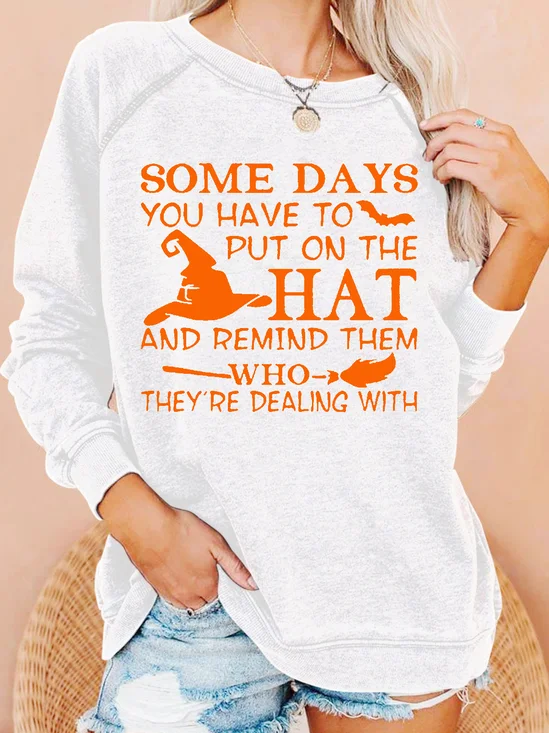 Damen Lustig Halloween Briefdruck Lässig Sweatshirt