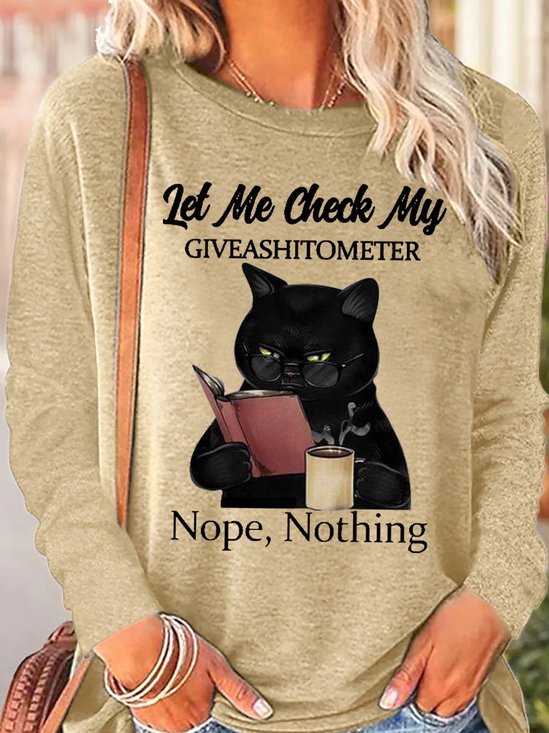 Damen Lustig Schwarz Katze Mit Kaffee Lassen Mir prüfen meine Giveashitometer Nö nichts Buchstabe Oberteile