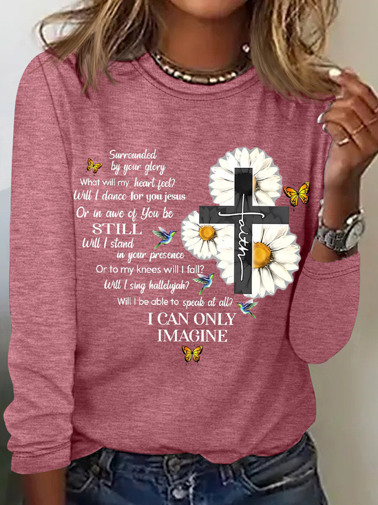 Damen Mercyme I können nur Sich vorstellen Gänseblümchen Kreuz Christian Regelmäßige Passform Gänseblümchen Langarm Bluse