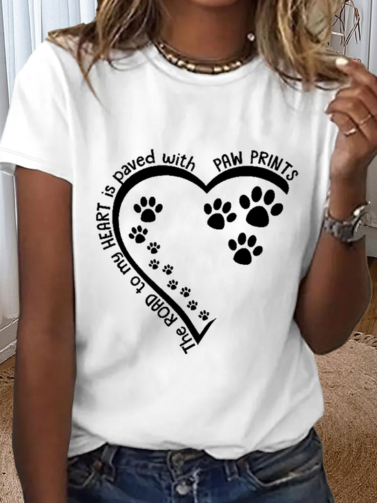 Damen Hund Liebhaber das Straße zu meine Herz ist Gepflastert Mit Pfote Drucke Weit Baumwolle T-Shirt