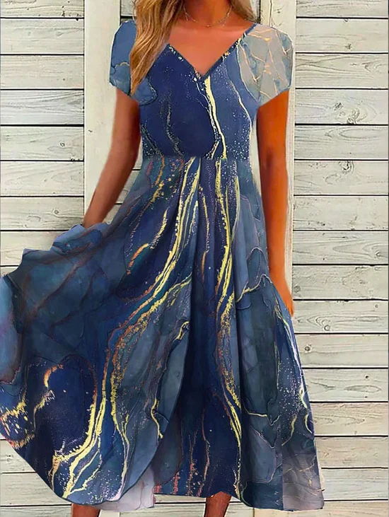 Abstrakt Print Lässig A-Linien-Kleid