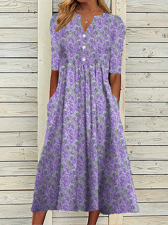 Lässig Geblümt Kleid