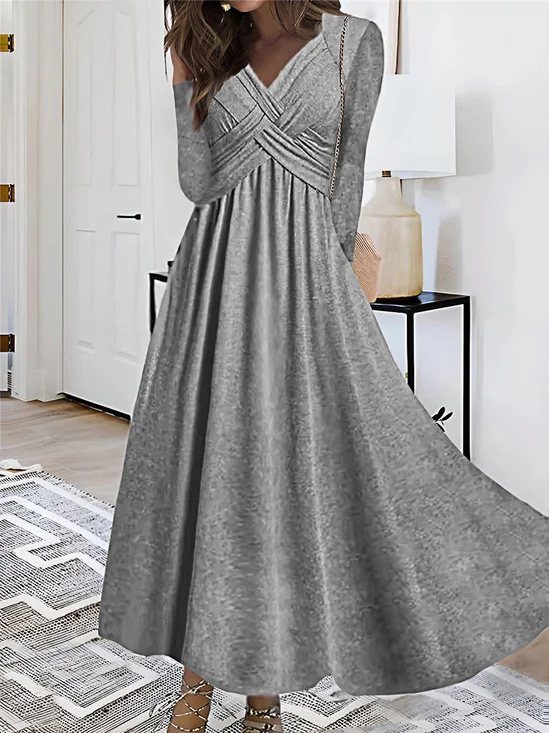 V-Ausschnitt Freizeitkleid Mit Nein
