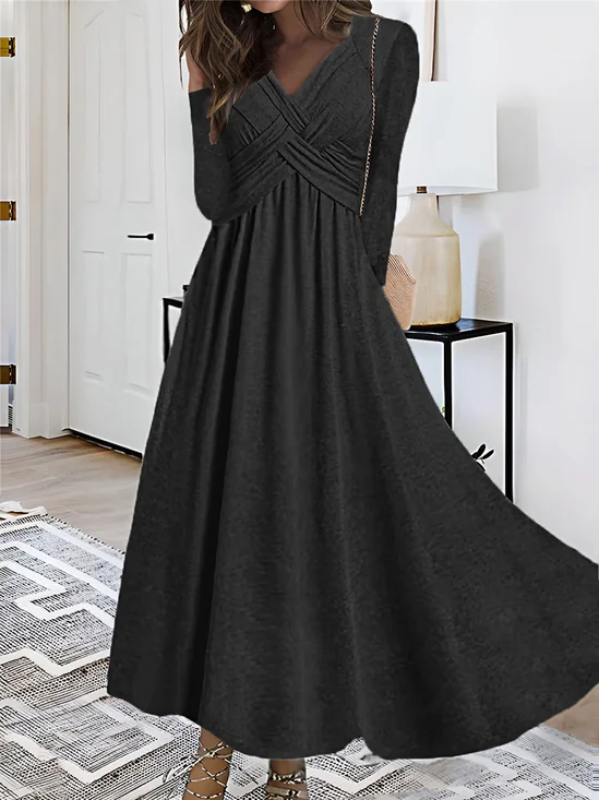 V-Ausschnitt Freizeitkleid Mit Nein
