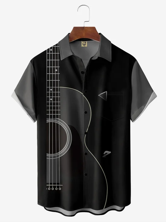 Musik- Gitarre Revers Brusttasche Hawaiische Bluse