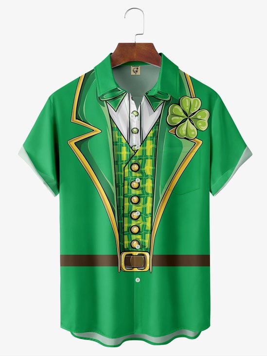 NS. Patricks Day Brusttasche Kurzarm Lässig Bluse