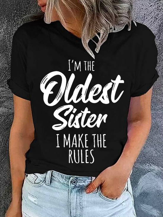 Damen Lustig Schwester Geschenk alt Schwester Lässig Baumwolle T-Shirt