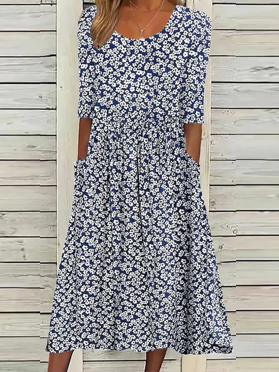 Lässig Blumen Kleid mit Nein
