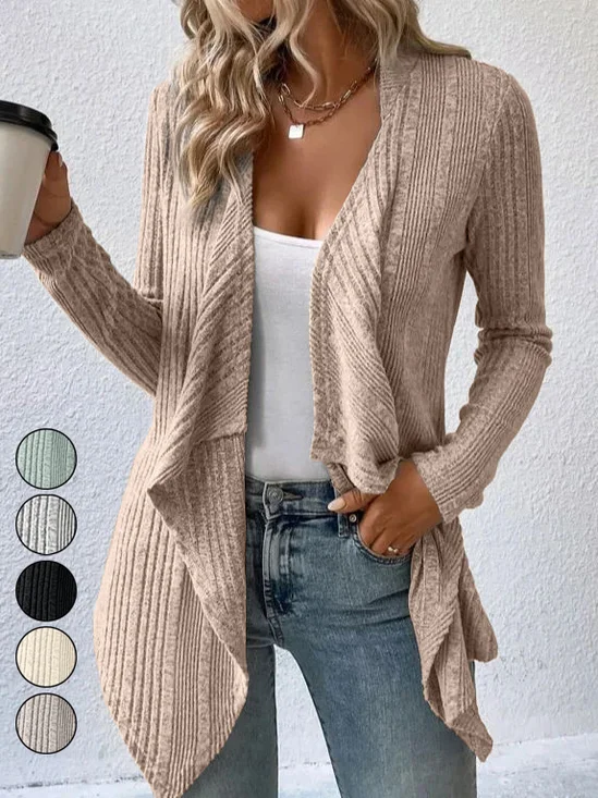 Schalkragen Weit Gestrickt Lässig Poncho