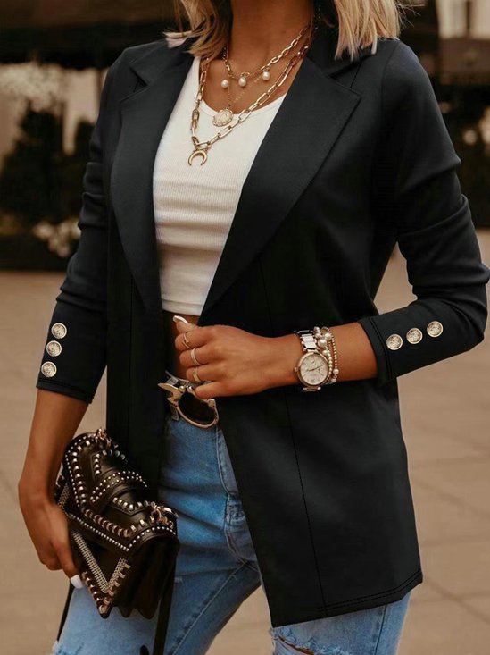 Weit Lässig Schnalle Unifarben Blazer