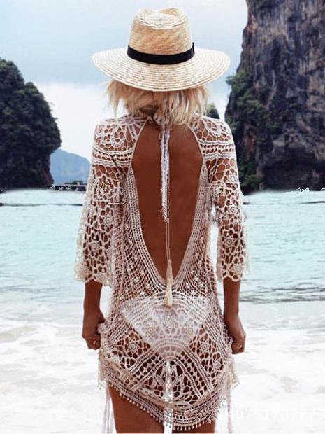 Rückenfrei Kleid mit Hohle Spitze Vertuschungen  Crochetgo Mini