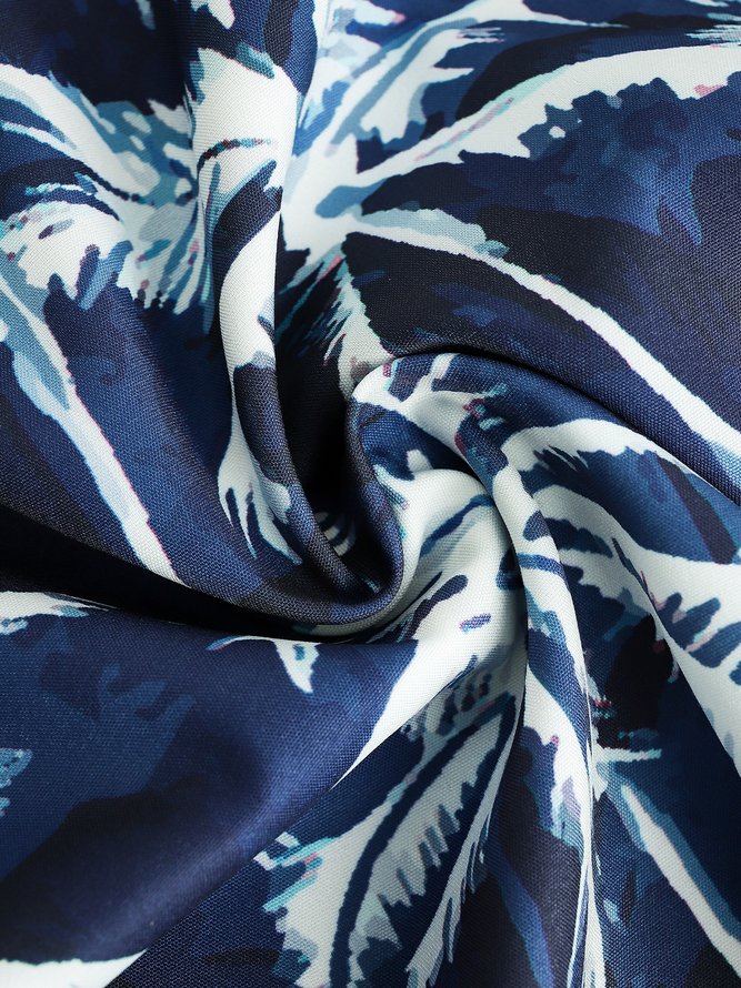 Herren Hawaiische Print Revers Weit Kurzarm Fashion Aloha Bluse