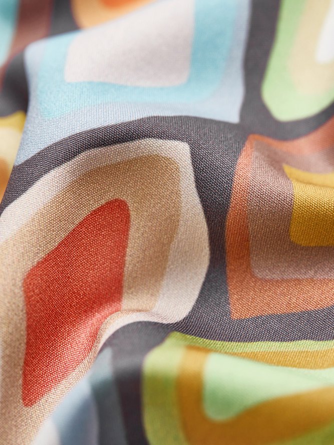 Große Größen Lässig Böhmisch Geometrisch Print Kleid