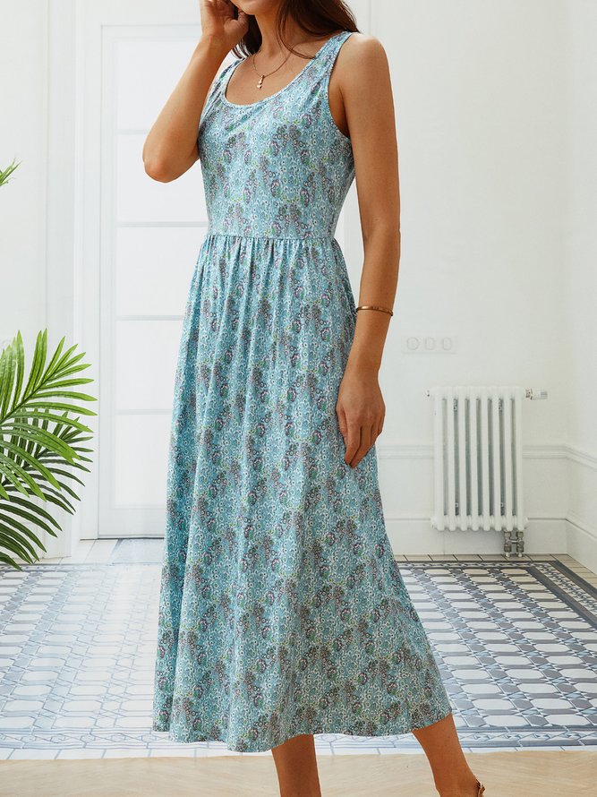 Rundhals Urlaub Ärmellos Strick Kleid