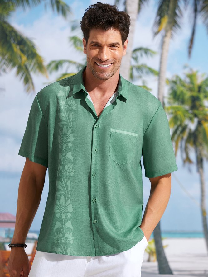 Tropisch Blumenmuster Kurzarm Lässig Bluse
